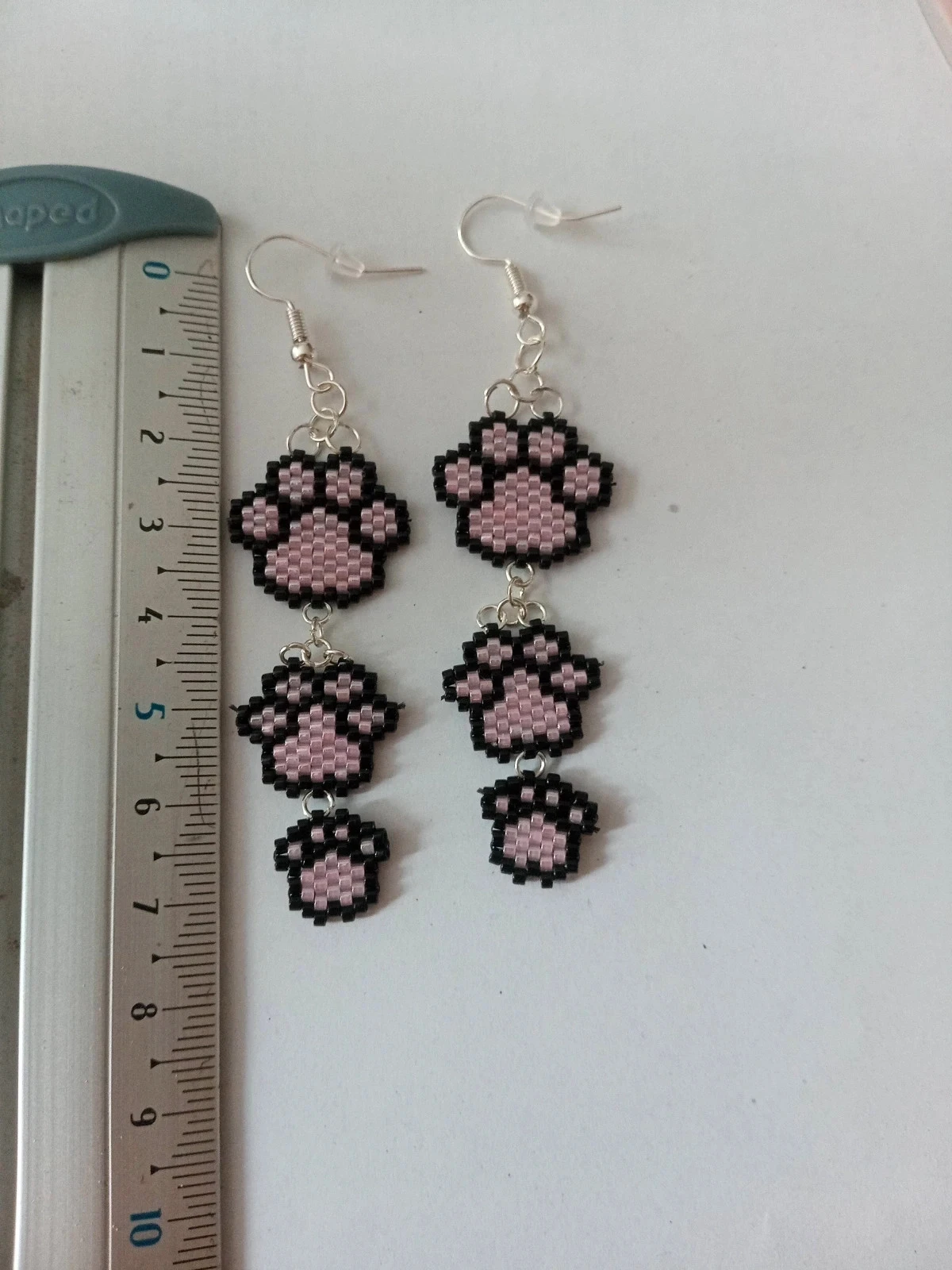 Pendientes "Patas de gato" en perlas Miyuki delica – photo 5